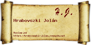 Hrabovszki Jolán névjegykártya