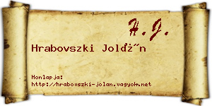 Hrabovszki Jolán névjegykártya